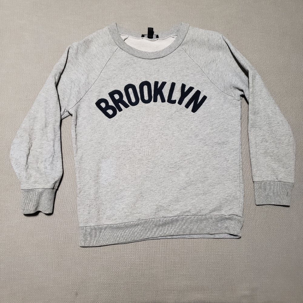 J Crew Brooklyn Grey Long Sleeve Sweatshirt Woman's Size Small 100% Cotton